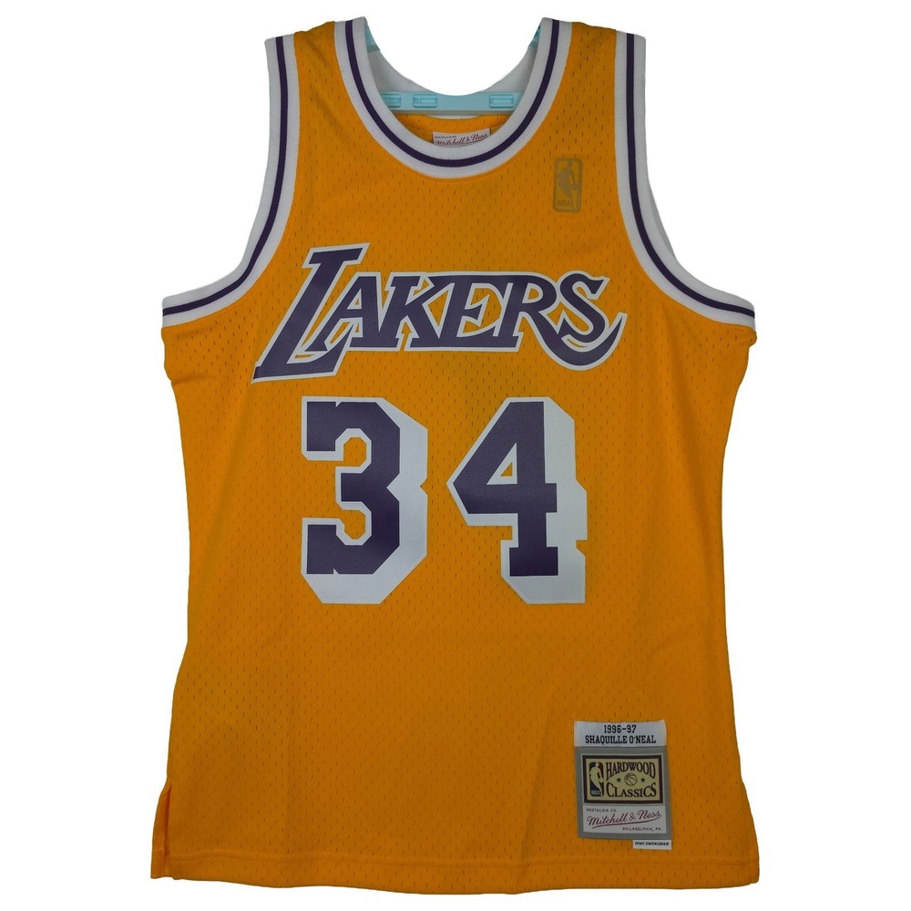 Shaquille ONeal LA Lakers Mitchell & Ness NBA Small‎ Jersey 1996-97 Yellow NWT